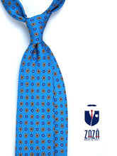 Avion blue 3-fold tie in SAMANTHA printed silk